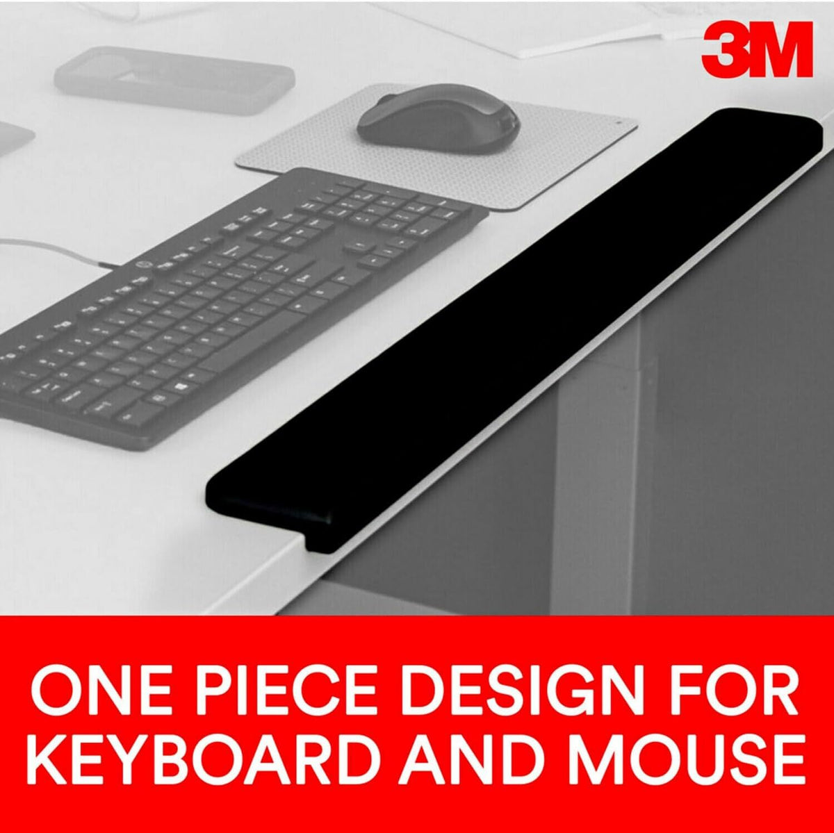 3M Gel Wrist Rest for Standing Desks, Wraps Around Edge of Desk for Comfort, Non-Slip Back Stays in Place (WR200B)