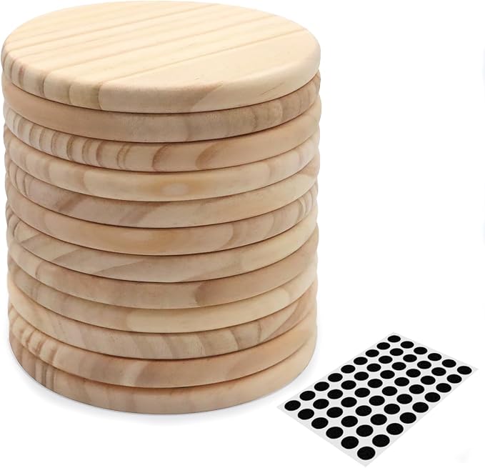 12 Pack 4 Inch Unfinished Round Wood Coasters