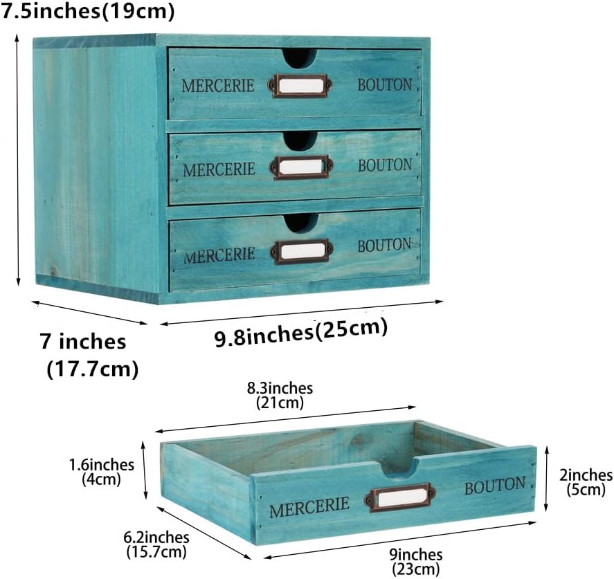 Small Wooden Drawers Wooden Box with Drawer Blue