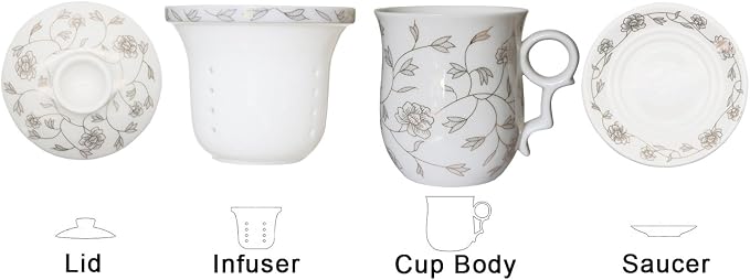 Porcelain Tea Cup with Infuser Lid and Saucer Sets