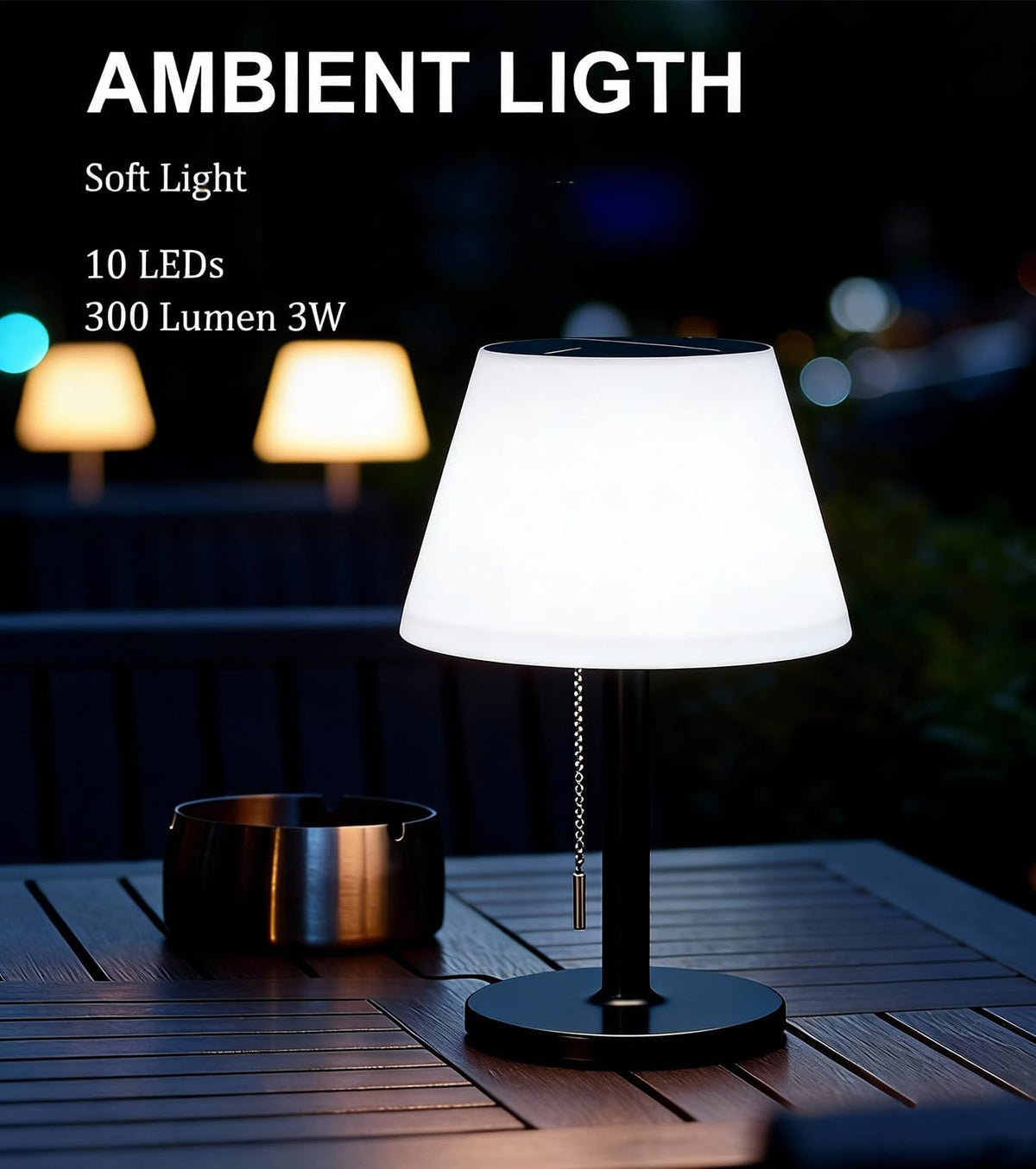 shumi Solar Table Lamp Outdoor Waterproof, Solar Desk Lamp LED for Patio