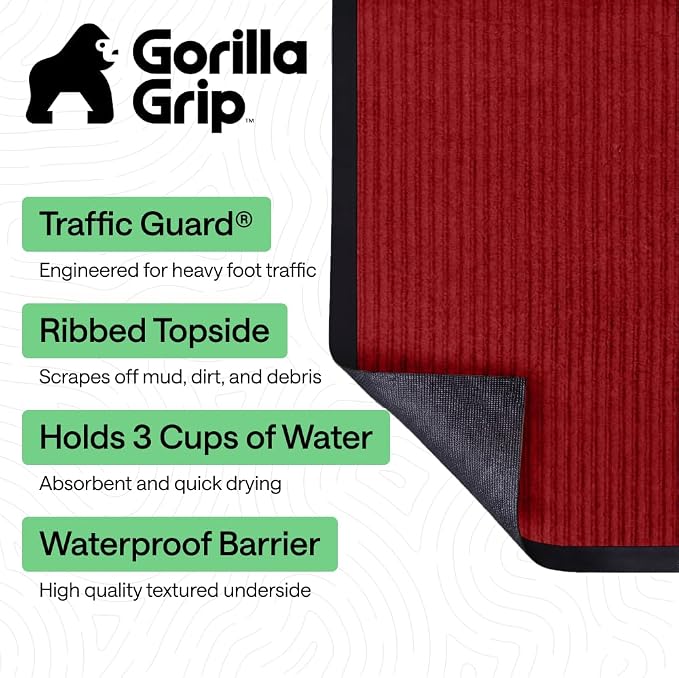 GORILLA GRIP Waterproof Traffic Guard Door Mat, 2 Pack Heavy Duty Entryway Mats
