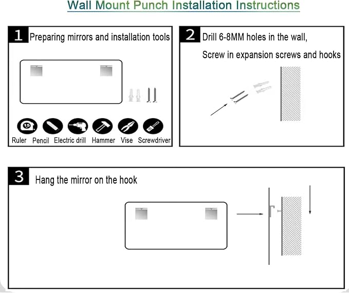 Smart Lighted Bathroom Mirror for Wall，Bathroom Mirror