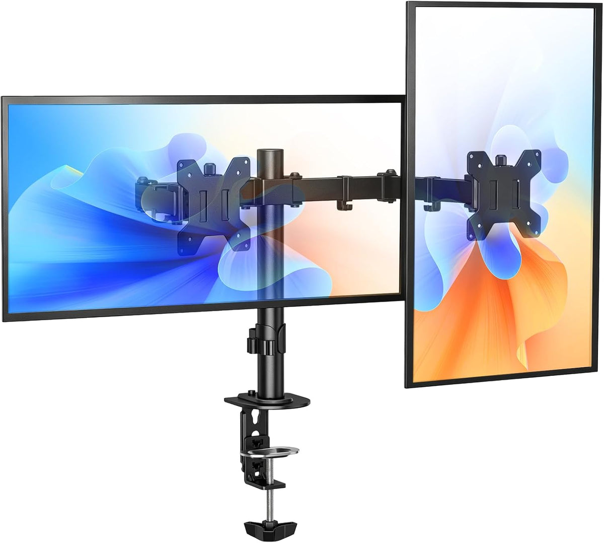 Suptek Dual Monitor Stand, Adjustable Dual Monitor Desk Mount for 2 Computer Screens up to 32 inch, Dual Monitor Arm, Holds up to 22 lbs Each, VESA 75x75/100x100 mm, Black (MD9442)
