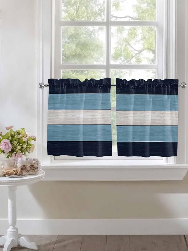 Vintage Country Woodcuts Window Valance Curtains, 2 Panel