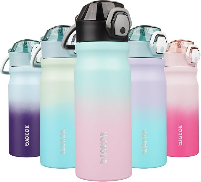 BJPKPK 18 oz Water Bottle with Straw & Handle, Insulated Stainless Flask | Leak