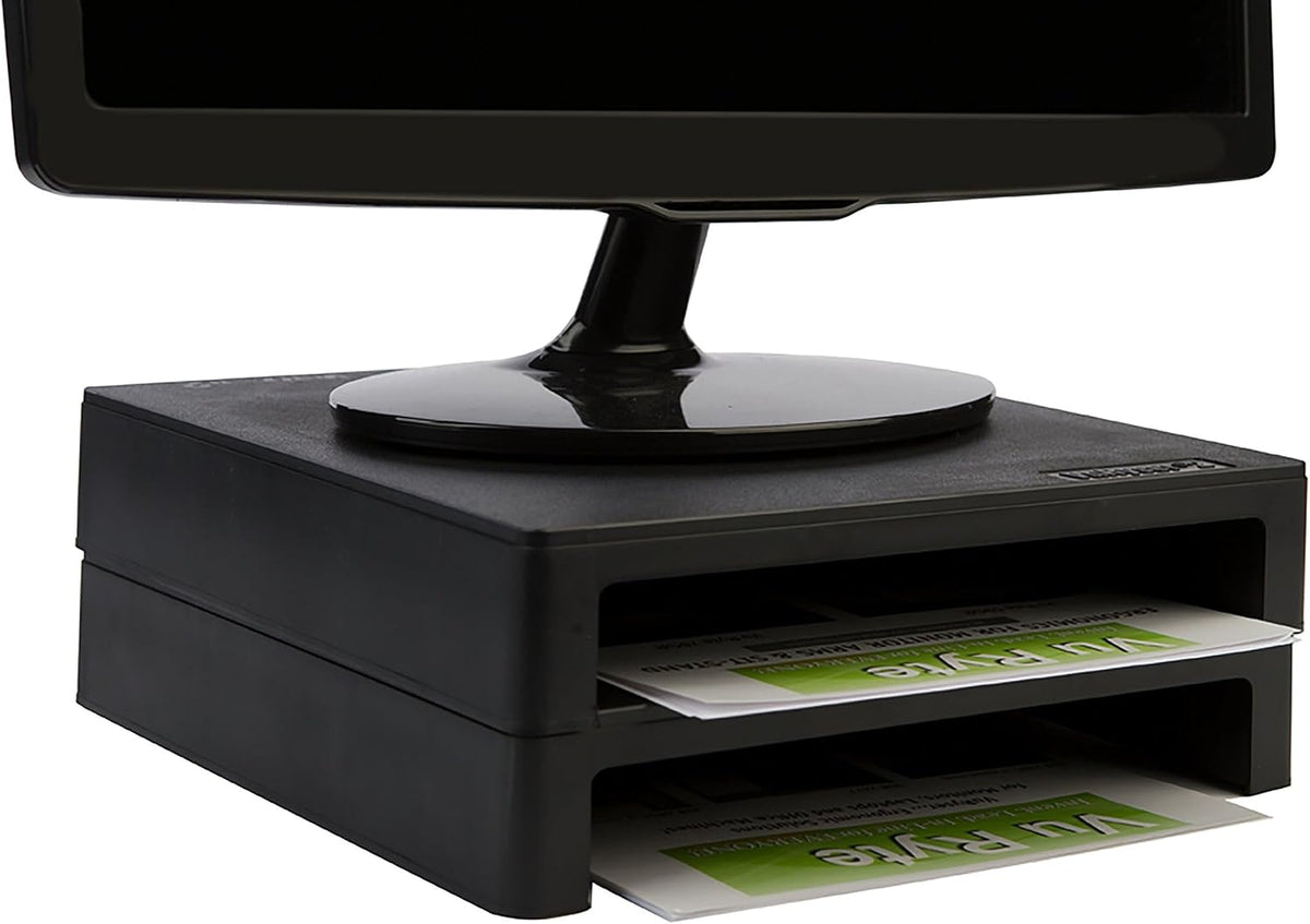 Vu Ryte Stackable 2 Inch Computer Monitor Riser Stand, VuRyser 2, Black, VUR 4855 (2-Pack)