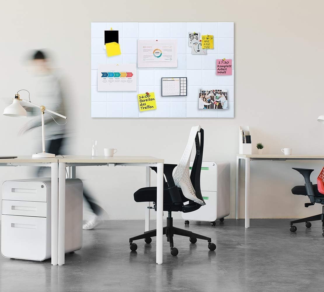 Large Cork Board Felt Board Tiles for Walls with 60 Push Pins, 11.8"x11.8" Pack of 12 Pin Board Notice Boards for Home Office Kitchen, Bulletin Board Wall Tiles for Photos Memos