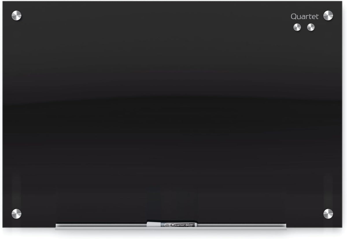 Quartet Magnetic Dry Erase Board, 24" x 18" Glass Whiteboard for Wall, Infinity, Black (G2418B)