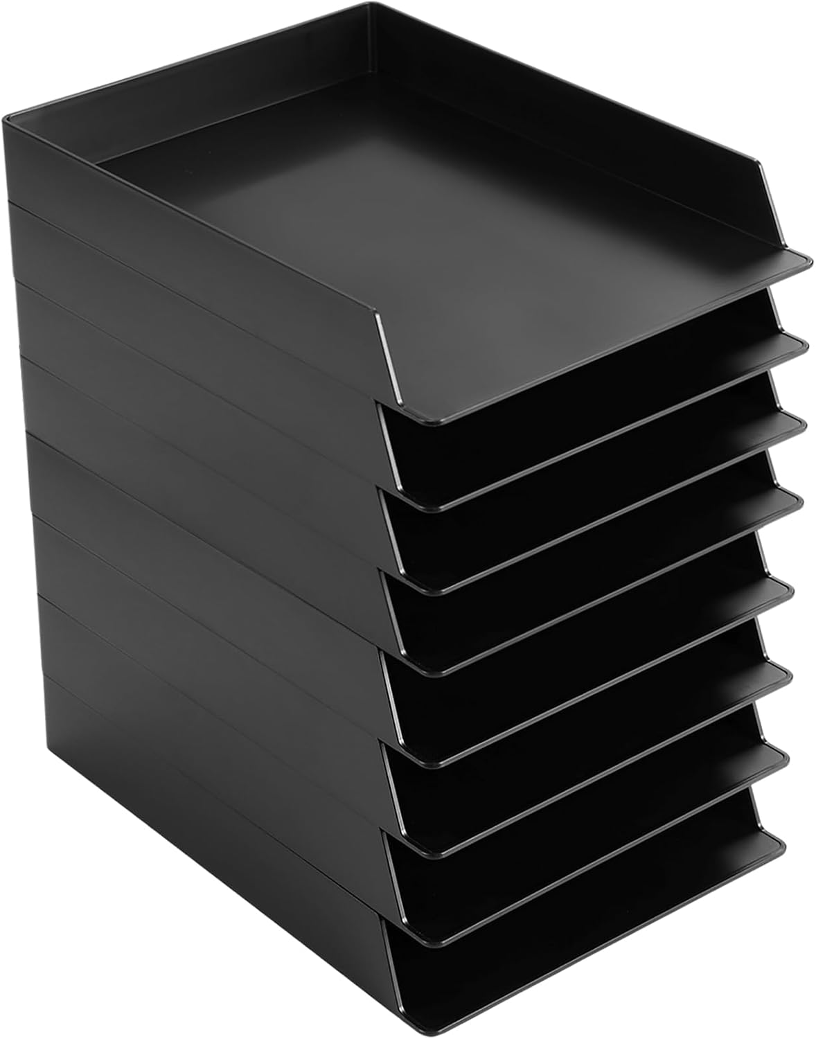 Wenqik 20 Pcs Stackable Paper Letter Trays Plastic Desk Organizer, Black
