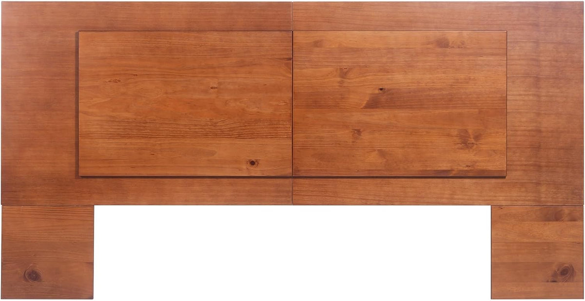 memomad Bali Full Size Slim Set: Storage Platform Bed with Drawers and Compartments + Wall Mounted Headboard, Solid Pine Wood Furniture with Underbed Storage, No Box Spring Needed, Caramel Brown