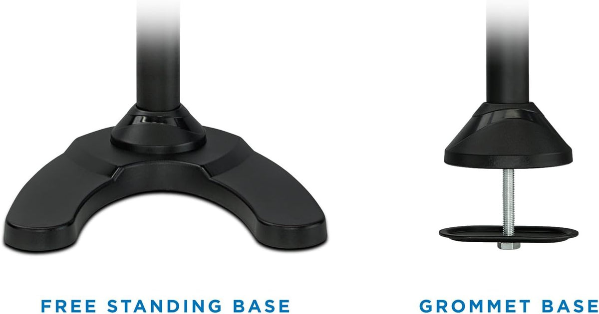 Mount-It! Dual Monitor Stand for Desk, Adjustable Monitor Stand for 2 Screens up to 27", 22 lbs Each, VESA 75x75 100x100, Full Motion Arms, Free Standing Base or Grommet Mount, MI-792