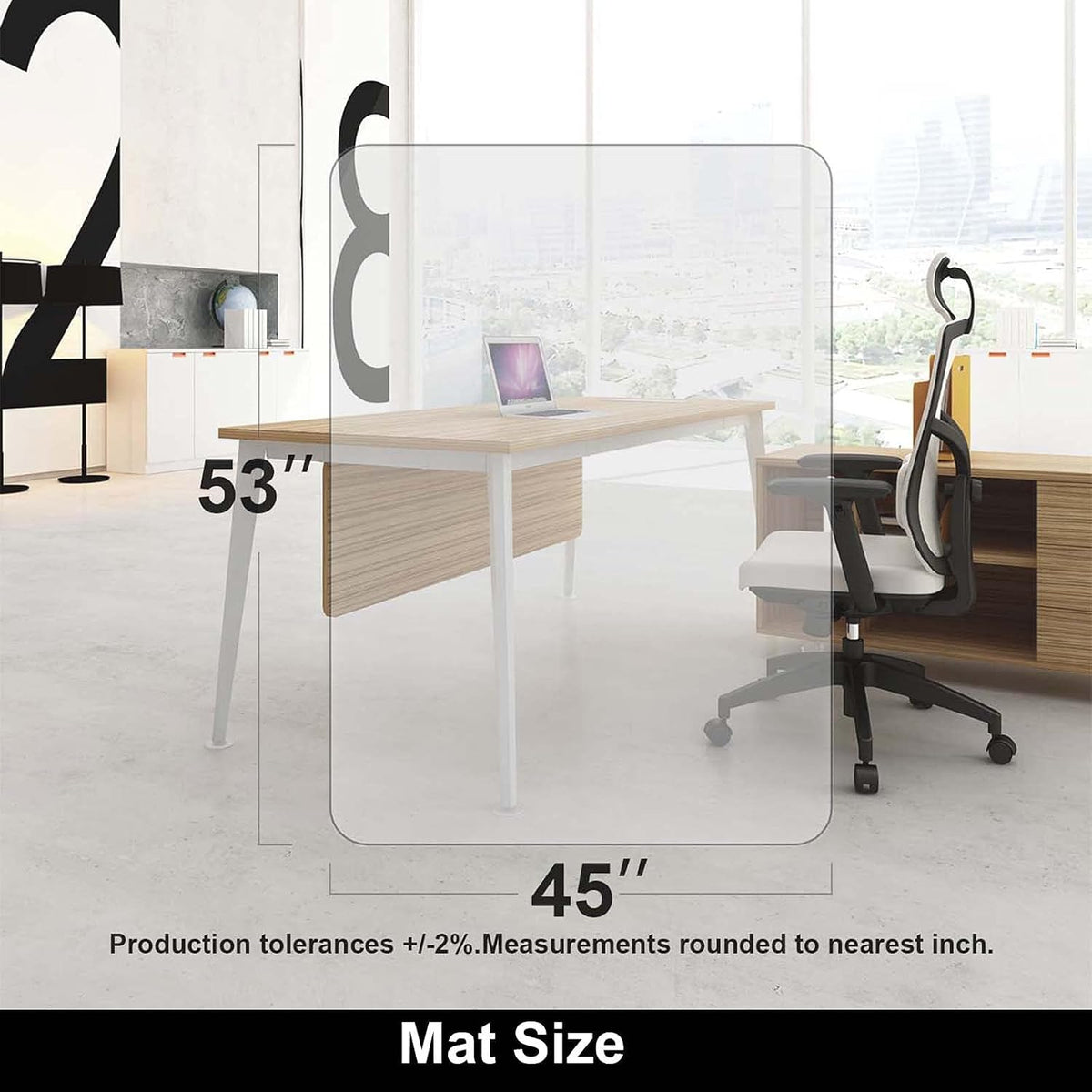 AiBOB Chair Mat for Hardwood Floor, 45 X 53 inches Desk Chair Mat for Wood and Tile Floors, Protection Mats for Office and Home, Easy Glide for Chairs