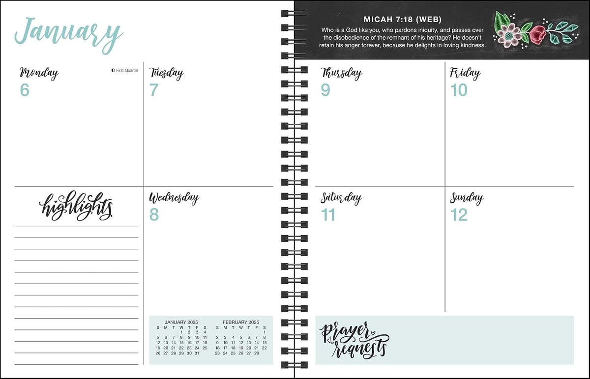 Prayer Journal for Women 12-Month 2025 Monthly/Weekly Planner Calendar