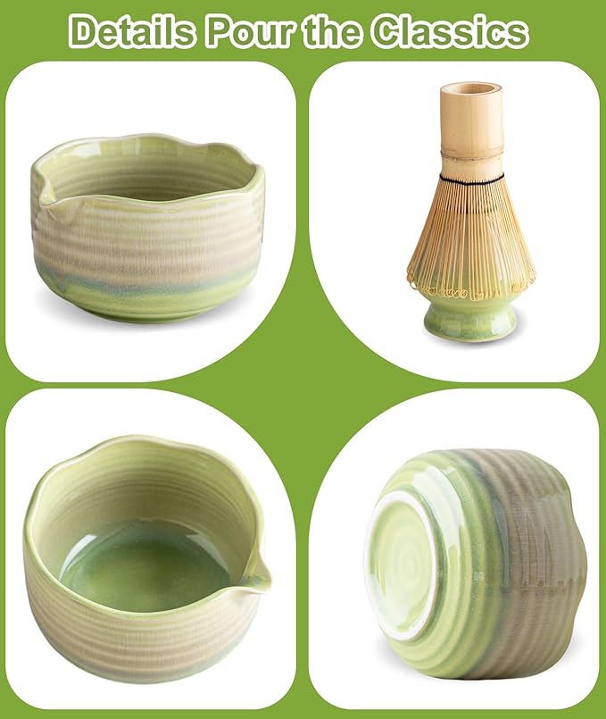 JBER Matcha Set, Bamboo Whisk, Powder Sifter