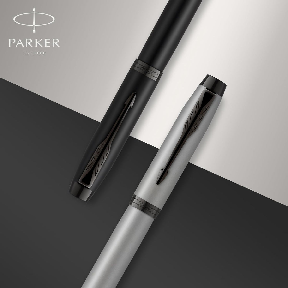 Parker IM Fountain Pen, Black Lacquer with Gold Trim, Fine Nib - Includes Blue Ink Refill and Elegant Gift Box