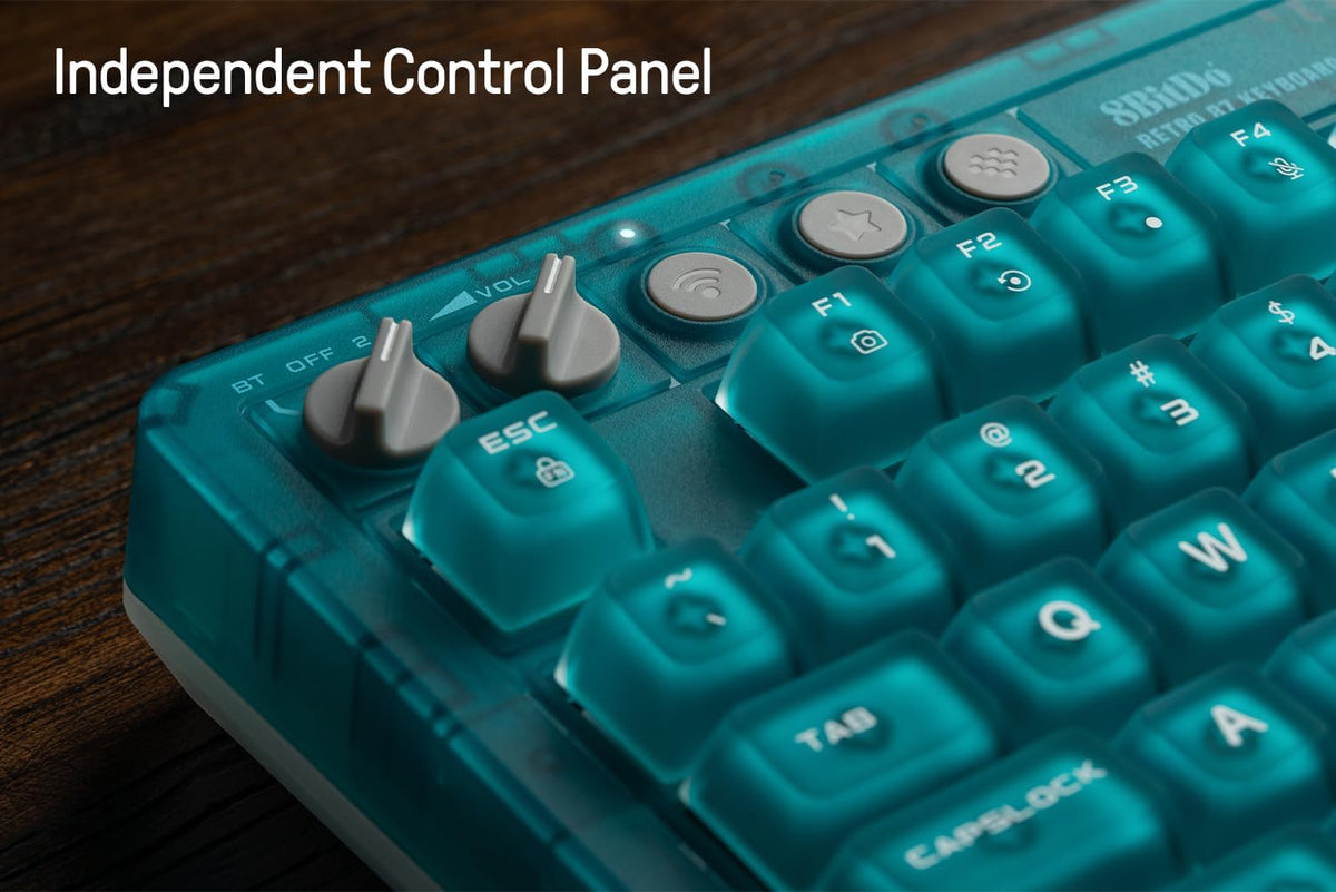 8Bitdo 87 Keys Retro Mechanical Keyboard for PC and Android - Clear Blue