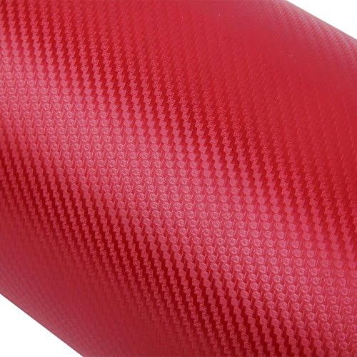 F & B LED LIGHTS Red 3D Carbon Fiber Film Twill Weave Vinyl Sheet Roll Wrap (96" X 60", Red)