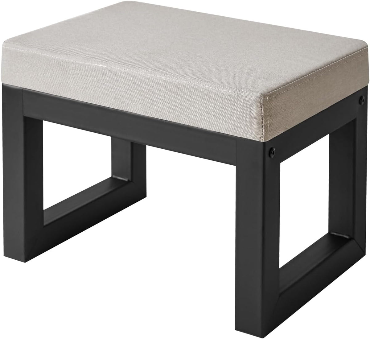 IBUYKE Small Footstool Ottoman, Linen Fabric Footrest, Grey WBD001G