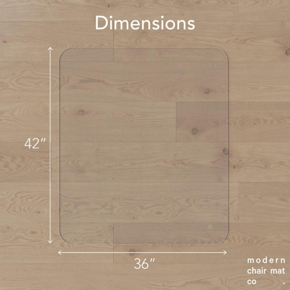 Office Desk Glass Chair Mat - Clear Tempered Glass - Easy Glide - Protects Carpet and Hardwood Floors - 36" x 42"