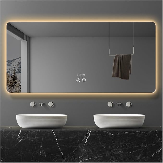 Illuminated LED Bathroom Mirror，Smart Lighted Bathroom Mirror