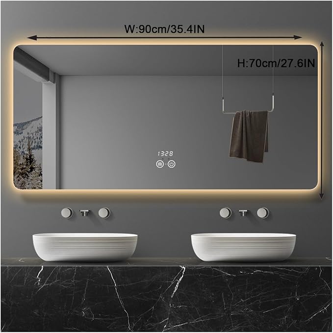 Illuminated LED Bathroom Mirror，Smart Lighted Bathroom Mirror
