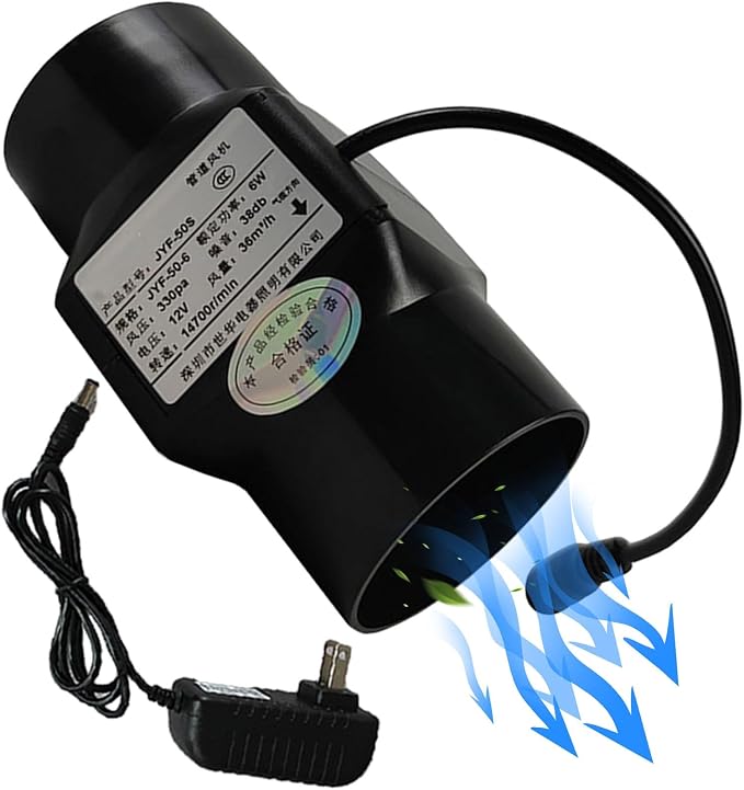 2" Inline Duct Fan 12V 6W Ventilation Cooling Exhaust Fan