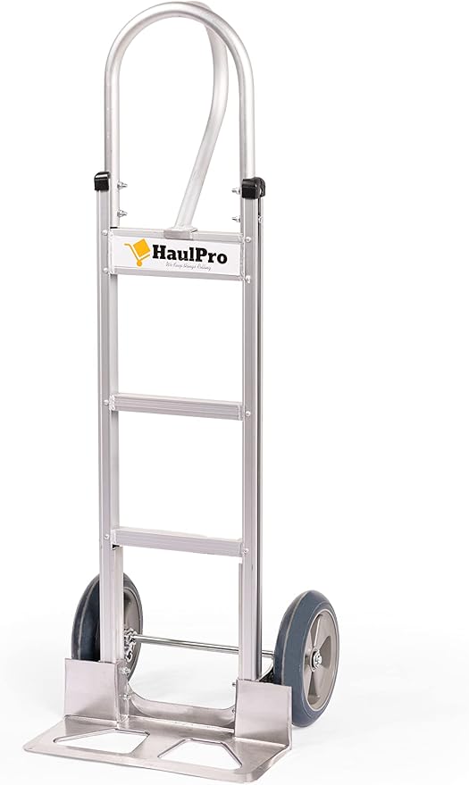 Heavy Duty Hand Truck with Vertical Loop Handle - Aluminum Dolly Cart for Moving - 500 Pound Capacity - 10" Rubber Wheels - 52.25" H x 17.5" W with 17.75" x 9.5" Diecast Nose Plate