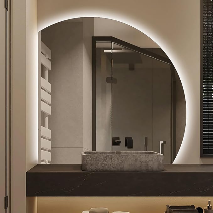 Bathroom Wall Mounted Mirror, LED Illuminated Vanity Mirror