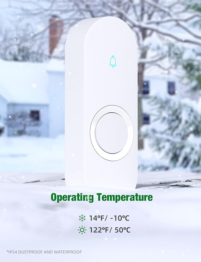 AIDA Lighted Wireless Doorbell for Home, Waterproof Battery Doorbell 1