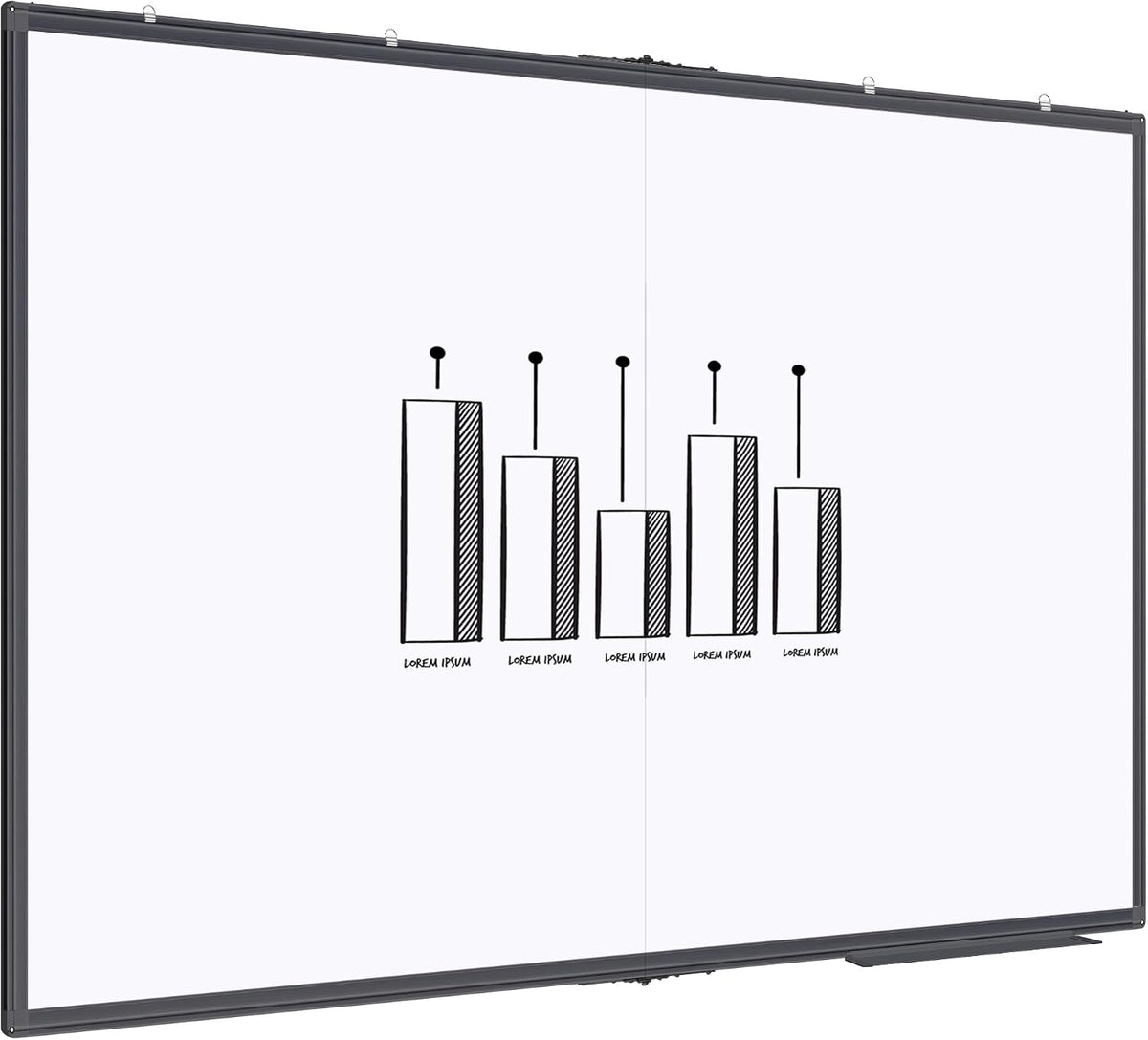 Magnetic Dry Erase White Board 48" x 36" Aluminum Frame Black