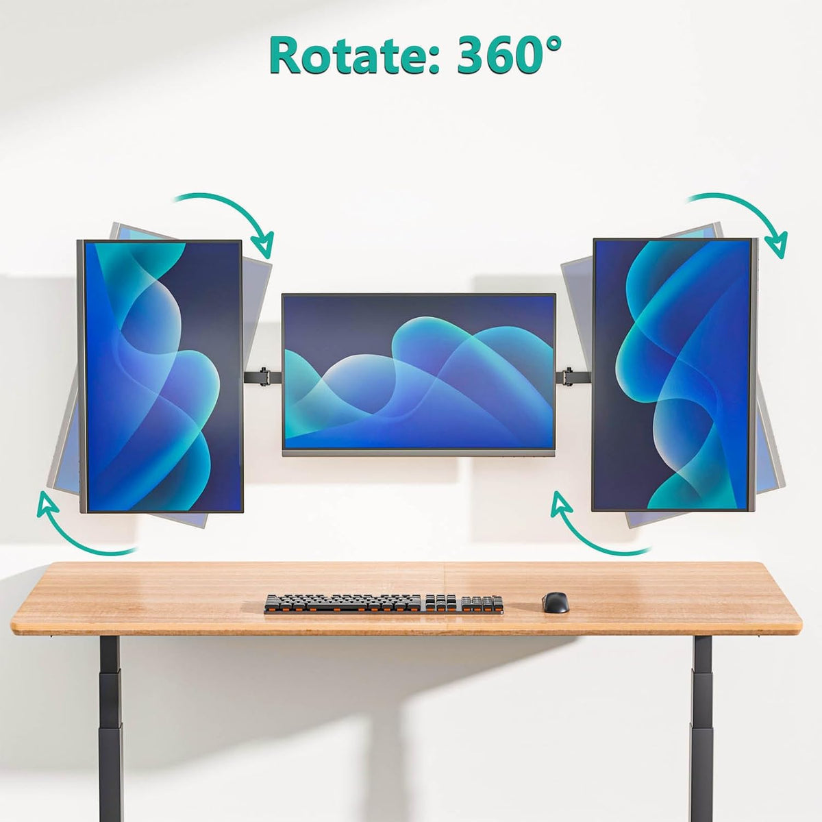 WALI Triple Monitor Wall Mount for 17 to 32 inch Screens, up to 15.4lbs