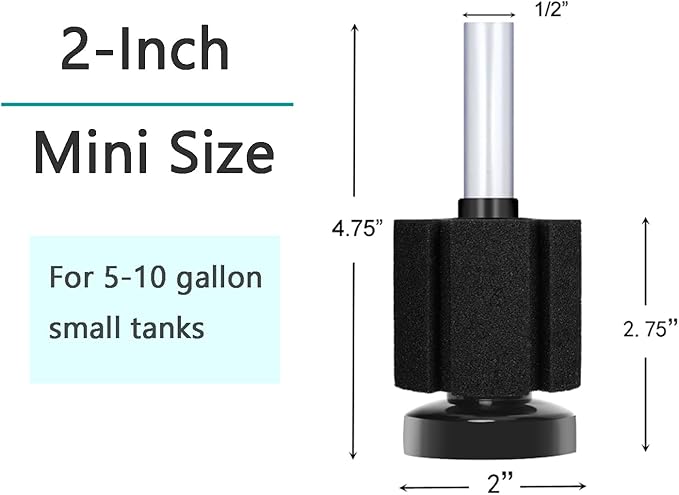 AQUANEAT Aquarium Air Powered Sponge Filter, Fish Tank Bio Bubble Filter