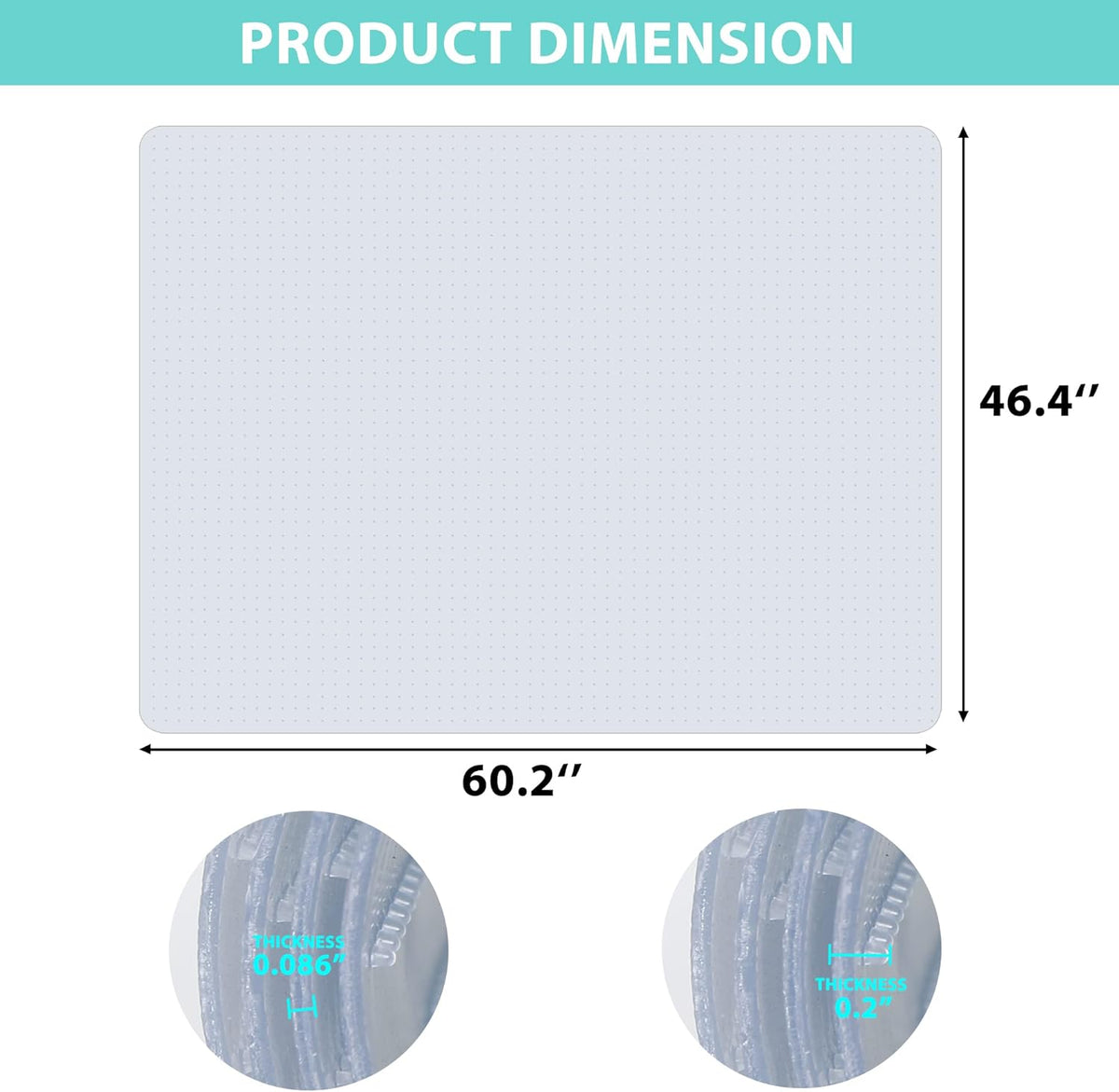 Super Deal Upgraded 46" X 60" Office Chair Mat for Carpet Floor, Non-Slip Under Desk Carpeted Floor Protector, Heavy Duty Clear Plastic Carpet with Lip for Home Office Gaming Chair