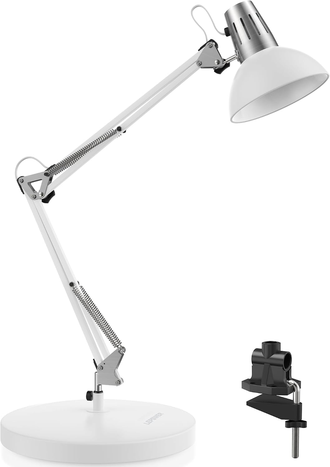 LEPOWER Metal Adjustable Desk Lamp with Clamp, Swing Arm for Home Office