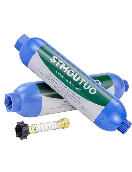 RV Water Filter with Flexible Hose Protector
