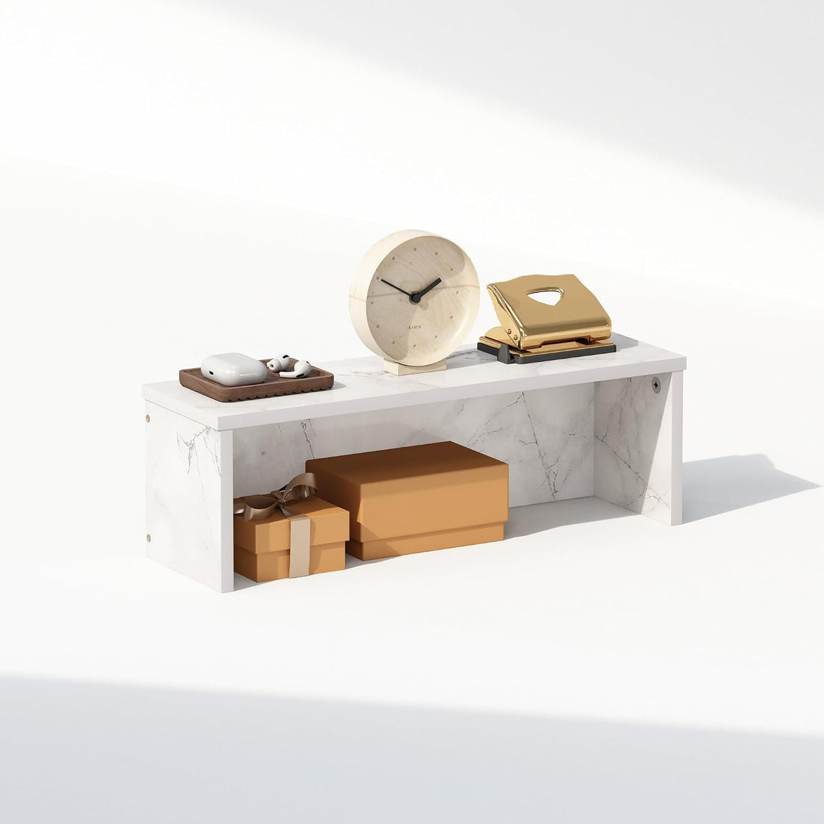 Furinno Classic Desk Organizers and Accessories, 18-Inch Desk Organizer, Desktop Organizer, for Office Supplier, Marble White