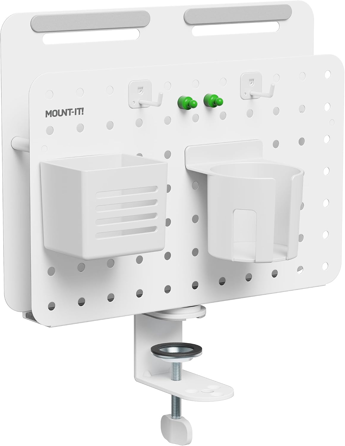 Mount-It! Desk Pegboard Organizer, 360 Rotation, White