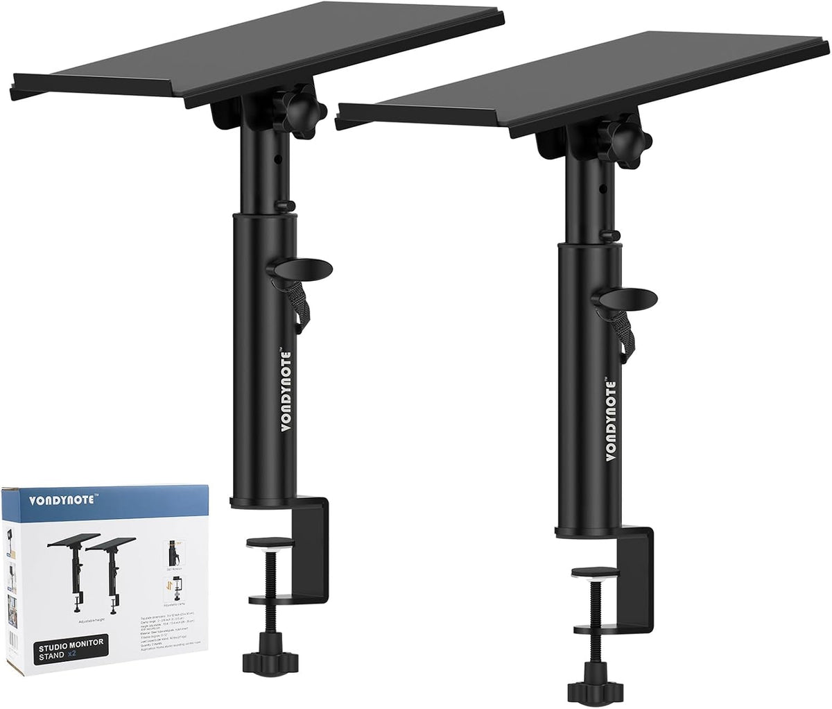 Vondynote Pair of Studio Monitor Stands Desk Clamp Speaker Stands 12°Tilt