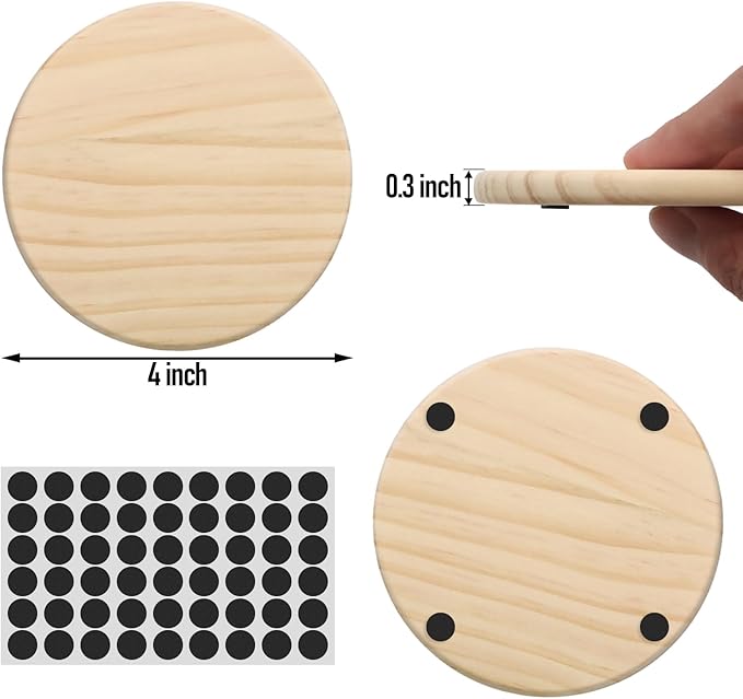 24 Pack 4 Inch Unfinished Round Wood Coasters