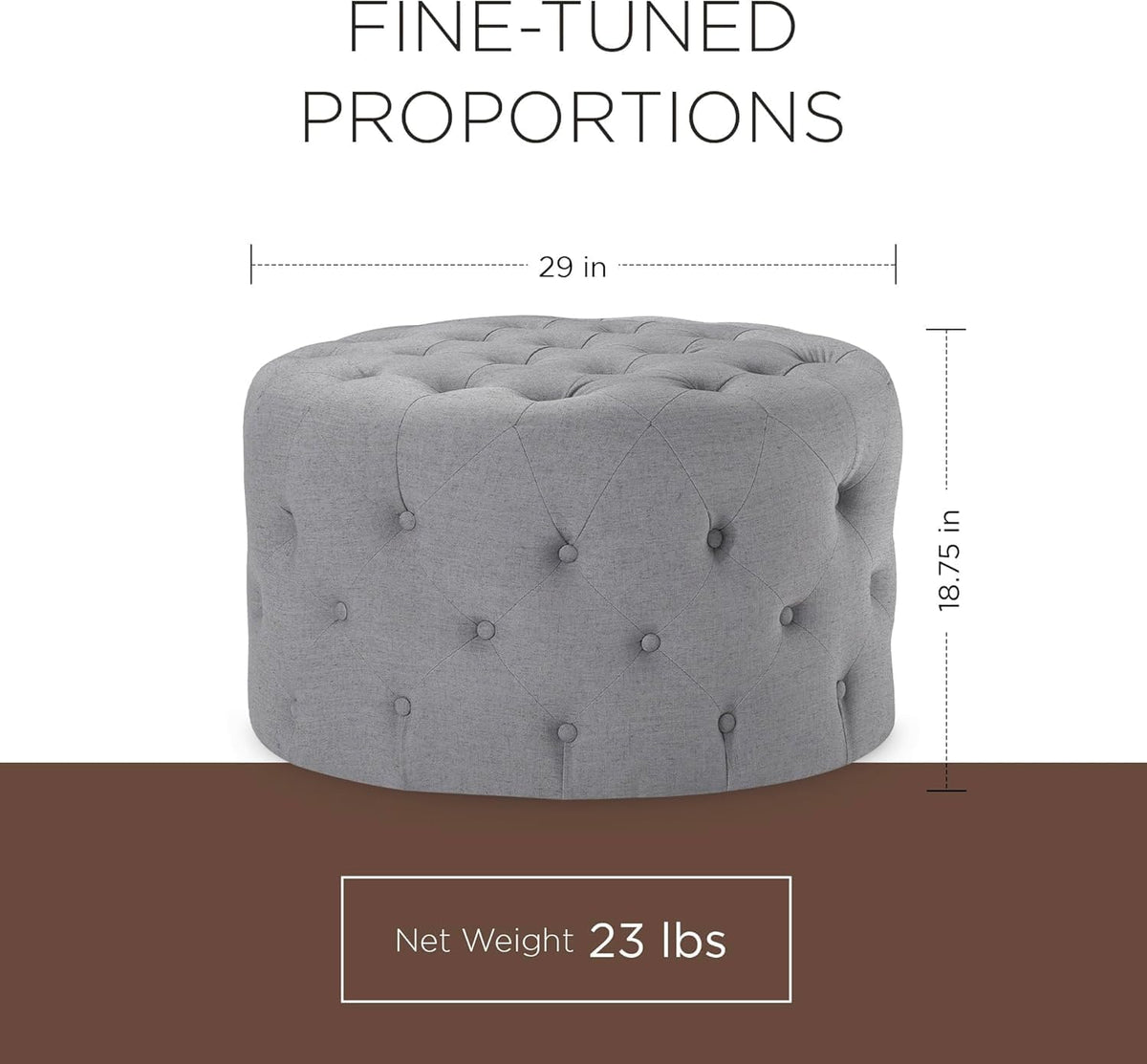 Maven Lane Marcy Ottoman, Slate Fabric