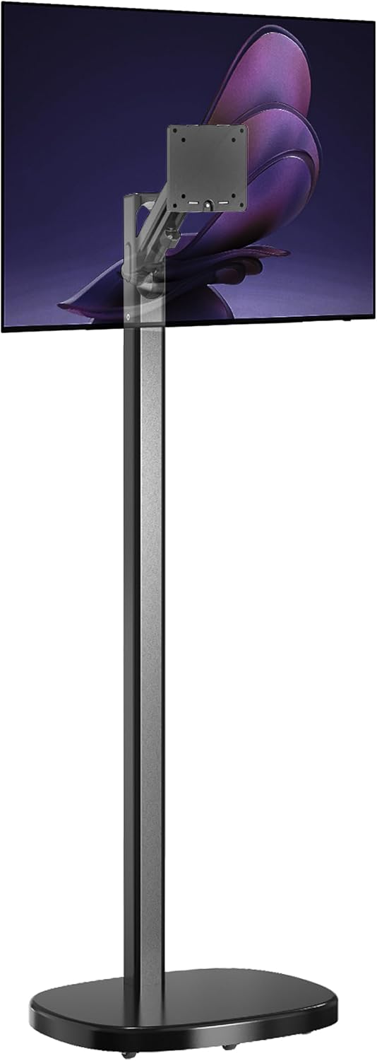 CTA Ergonomic Floor Stand for Monitors & TV’s Up to 35-inches & 22 lbs - Mobile Stand with Anti-Knockdown Base & Height Adjustable - Commercial Grade - Black - (ADD-MSADFSB)