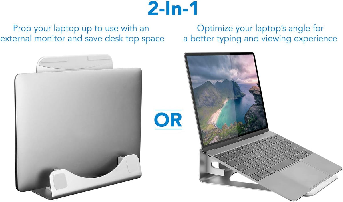 Mount-It! Vertical Laptop Holder for Desk, 2-in-1 Aluminum Laptop Stand