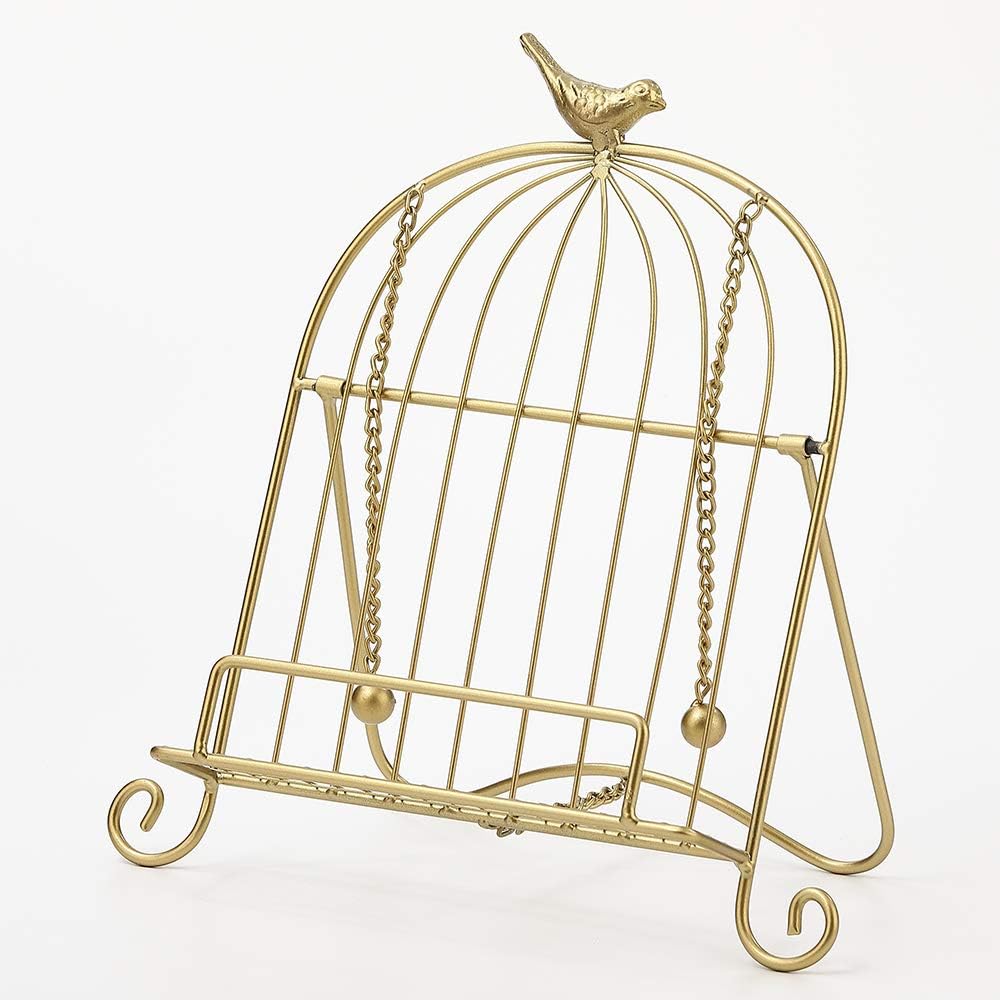 Jemeni Cookbook Stand for Kitchen, A Recipe Easel is Metal Birdcage Shaped