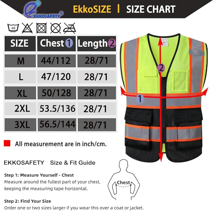 Reflective Mesh Safety Vest for Men Women with 5 Pockets and Zipper Front High Visibility Mesh Vest Hi Vis Construction Work Vest,Meets ANSI/ISEA Standards(EK175-Yellowblack-XL)