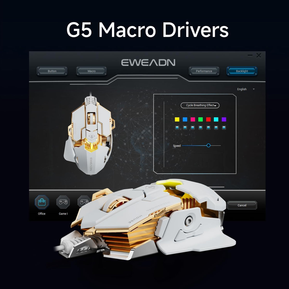 Wired Gaming Mouse with Programmable Buttons, 12800 DPI, RGB Backlit