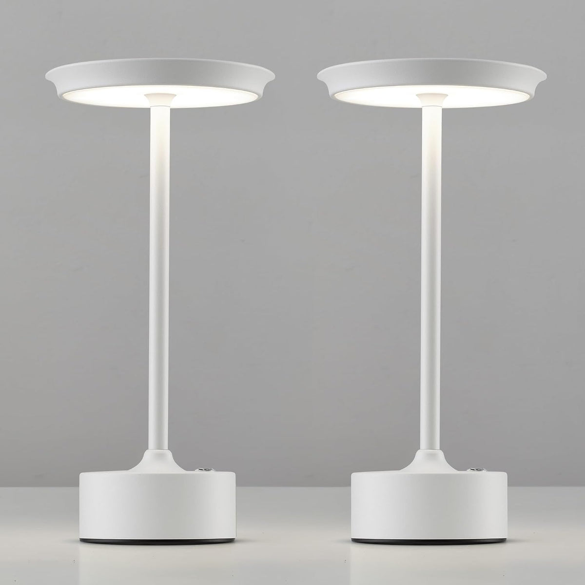 PUSU Rechargeable Table Lamps Set of 2, White Cordless Portable Desk Lamp