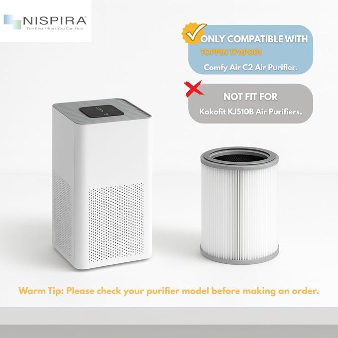 Nispira 3-in-1 True HEPA with Activated Charcoal Replacement Filters,