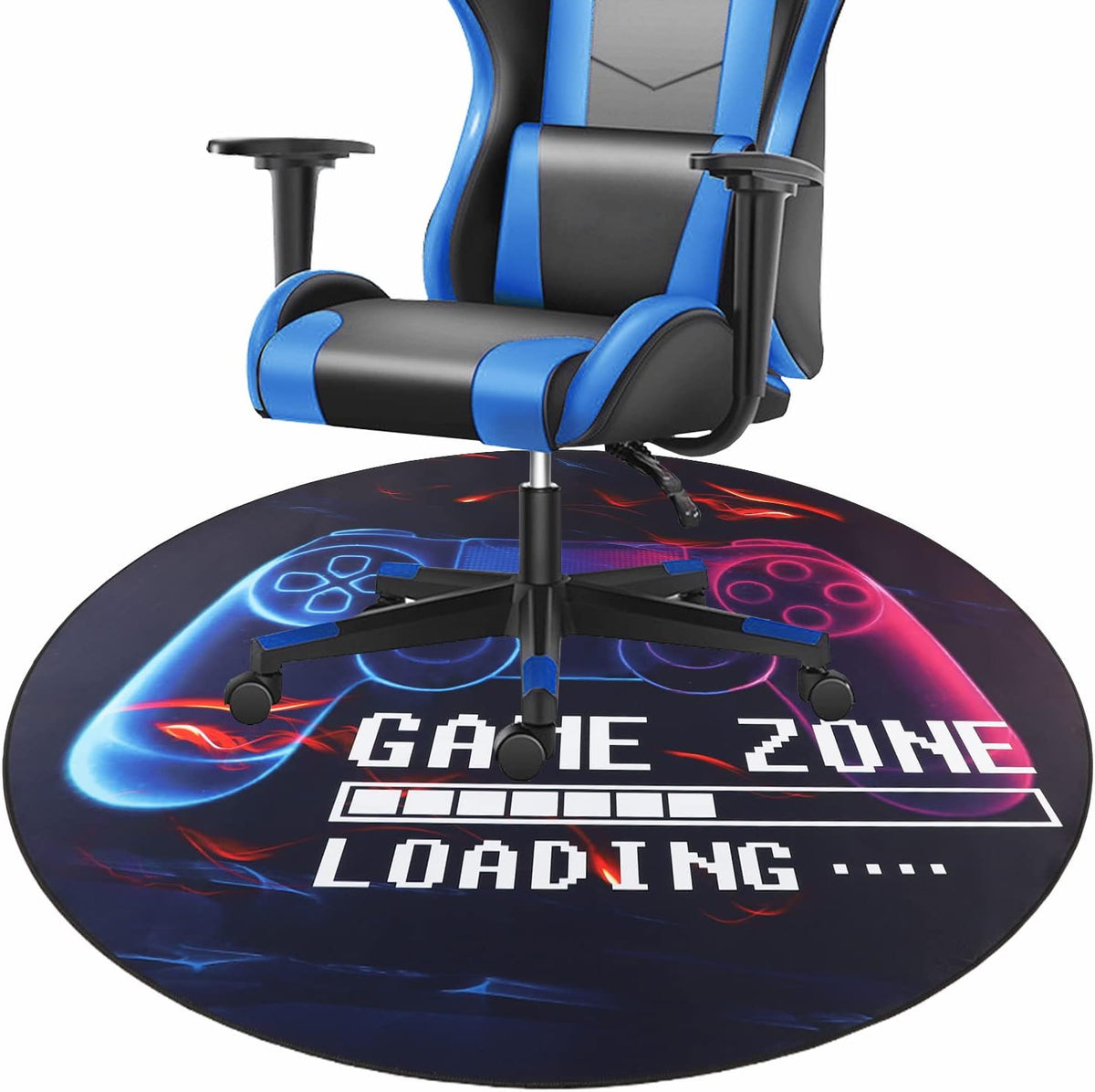 Yincimar Gaming Chair Mat for Hardwood Floor,Anti-Slip Floor Protector Game Controller Rubber Gaming Computer Chair Mat for Gaming Room Home Office Decor (Round 47 inches,Black)