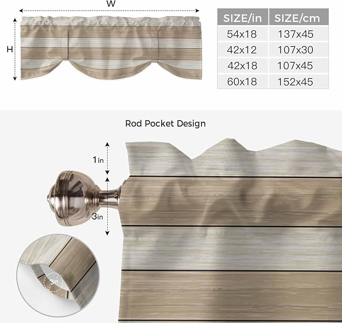 Brown Ombre Wooden Tie Up Valance Curtains